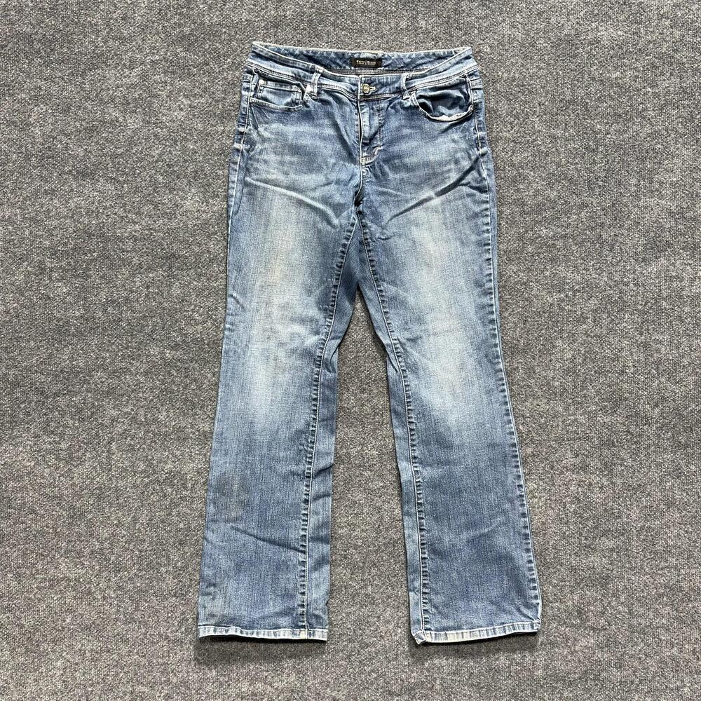White House Black Market Jeans Womens 10 Blue Medium Wash Straight Embroidered